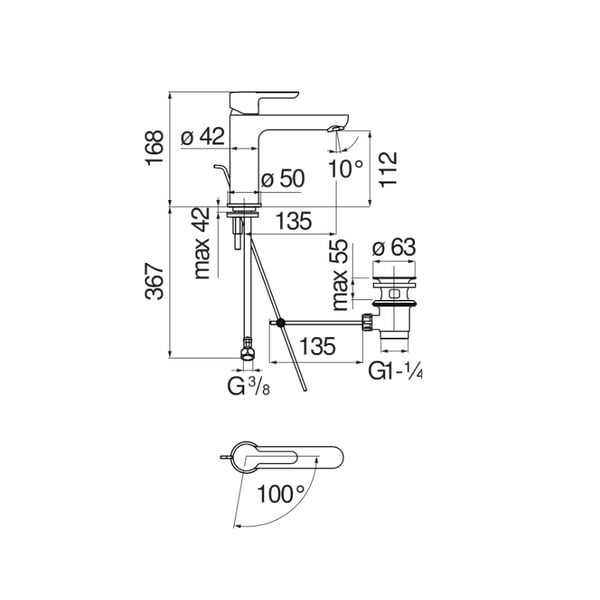 Μπαταρία νιπτήρος Chrome ABH87148/1CR