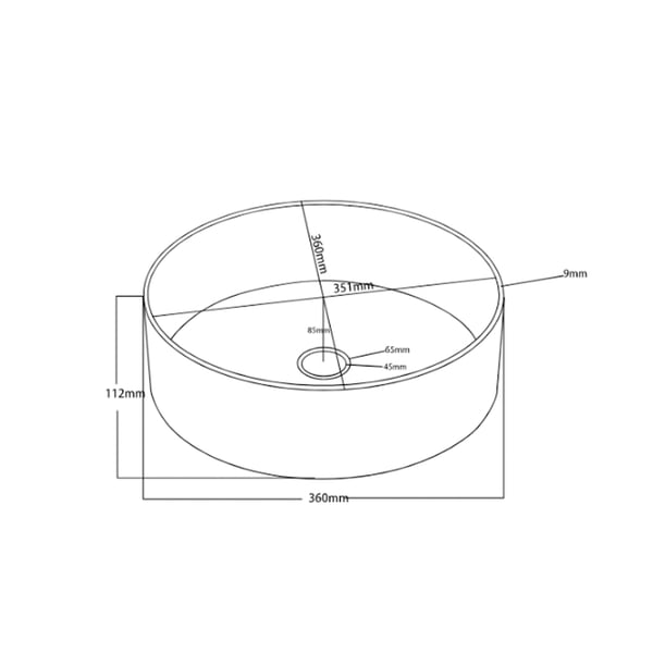 Νιπτήρας Γυάλινος Ring-D Black Ø40cm
