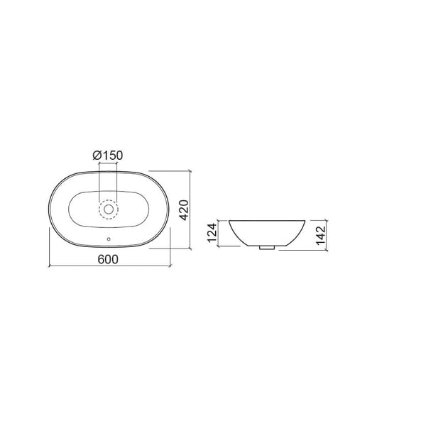 Νιπτήρας oval Sanlife black matt 60x42 cm