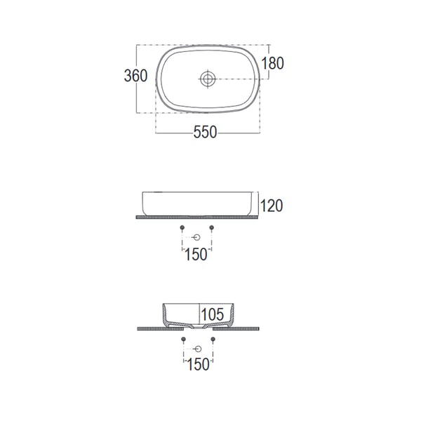 Νιπτήρας UMA 55x36 cm