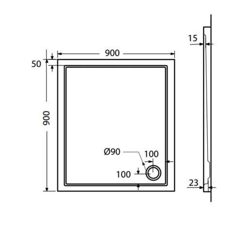 Ντουζιέρα Extra flat 90x90