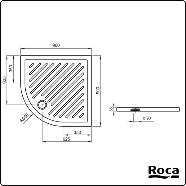 Ντουζιέρα γωνιακή Roma 90x90 cm A374124000 Roca