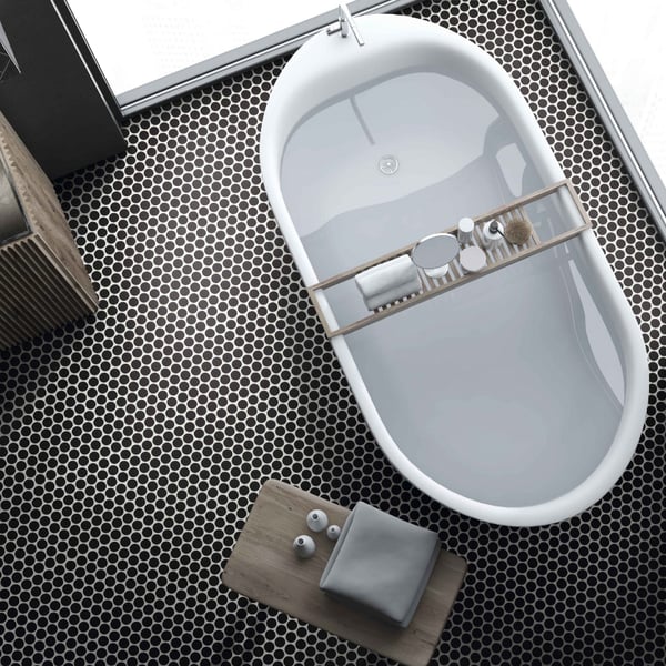 Πλακάκι ψηφίδα Circle black matt 30.9x30.9 cm