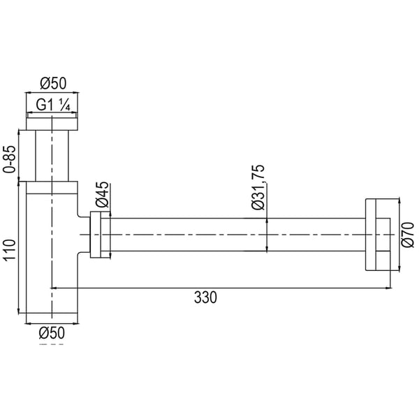 Σιφόνι νιπτήρος διακοσμητικό Fosc Black Matt