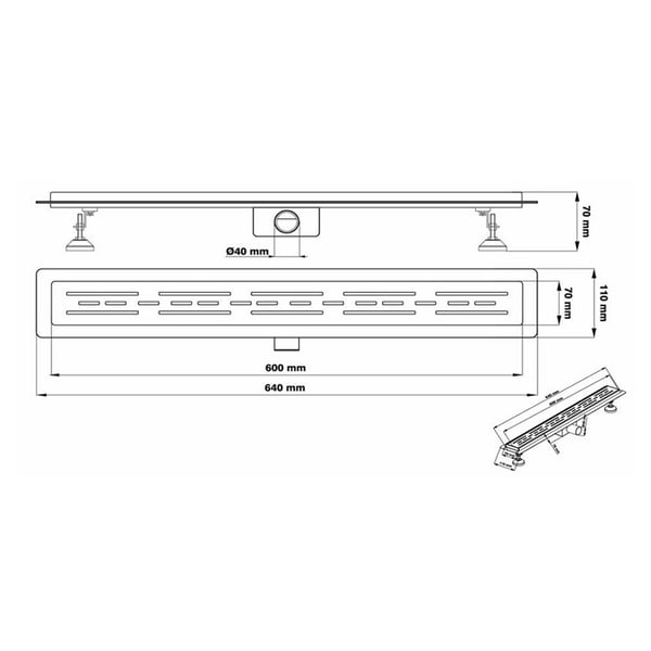 Σιφόνι, κανάλι ντουζιέρας Gehler Ανοξείδωτο Stone 80cm 