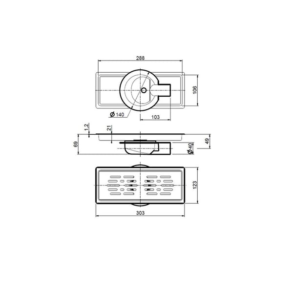 Σχάρα ντουζιέρας Tile 30x10