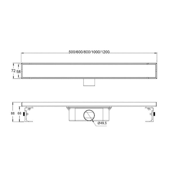 Σιφόνι, κανάλι ντουζιέρας 40 cm black matt Tema 83734N