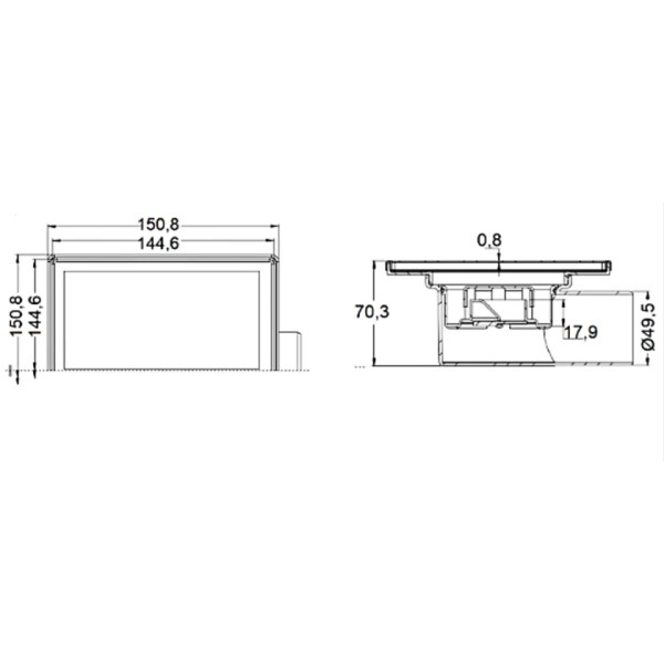 Σιφόνι δαπέδου Libra αναστρεφόμενο Inox 304 15 x 15 cm