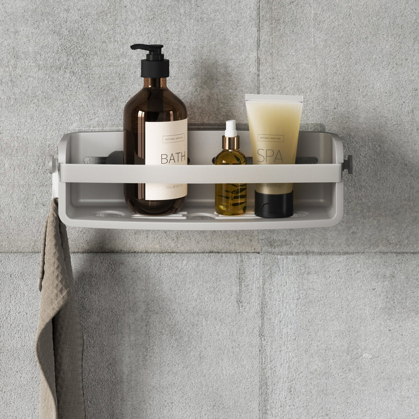 Επιτοίχια Ραφιέρα μπάνιου μονή Flex Adhesive Γκρι 33x11x9 cm Umbra 1021300-918