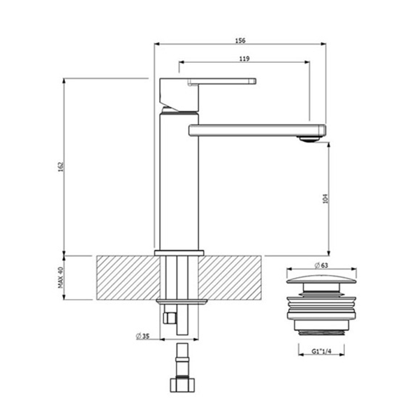 Μπαταρία νιπτήρος glam chrome