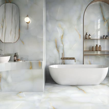 Πλακάκι Tele Di Marmo Pure Onyx Turchese γυαλιστερό 60x120 cm  